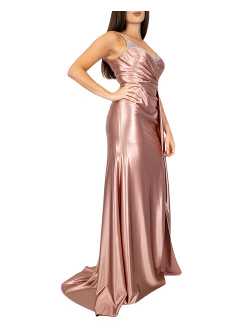 ABITO TESSUTO LAMINATO LUNGO CON SPACCO ALLURE | Abiti | A4229ROSE NUDE